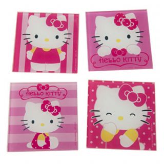 Hello Kitty Glass Coaster Set Of 4 - Vandor - Gift Box And Flat Rate