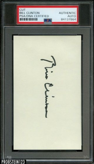 President Bill Clinton Signed 3x5 Index Card Autographed Psa/dna Auto
