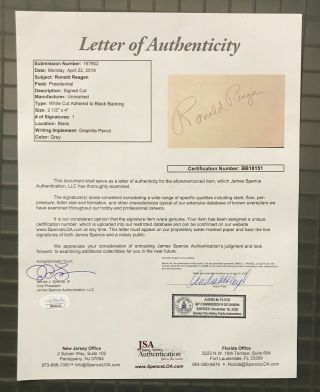 President Ronald Reagan Signed 2x4 Cut Autographed AUTO JSA LOA 2