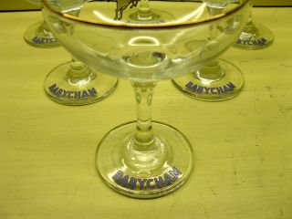 Vintage Set of 6 BABYCHAM Champagne Glasses Gold Rims England 1960s EUC 3