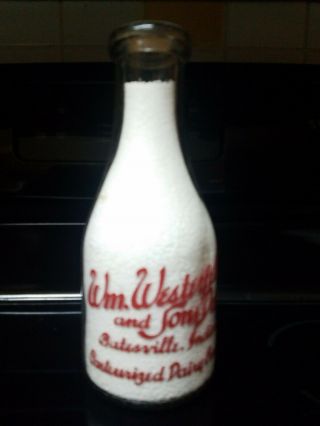 Wm Westerfeld And Sons Dairy Vintage Milk Bottle With Gribbler Dairy Cap