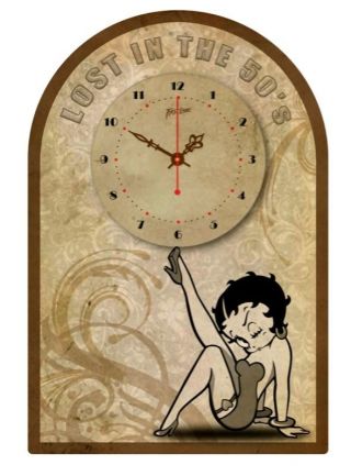 Betty Boop Tin Sign Clock Retro Style Lost In The 50 