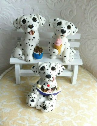 Dalmatian Dogs Summer Ice Cream Day Sculpture Clay By Raquel At Thewrc Ooak