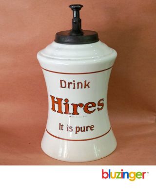 100 Yr Old Drink Hires Root Beer Porcelain Soda Fountain Syrup Dispenser