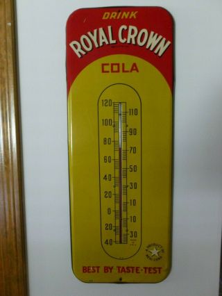 Rc Royal Crown Cola Thermometer Sign 25 1/2 X 9 3/4 " Accurate Temp.