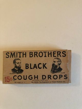 Vintage Smith Brothers Black Cough Drops W/ Cough Drops Still In The Package