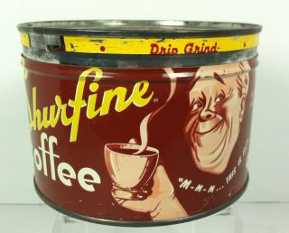 Vintage 1935 Shurfine Coffee Tin Can 1lb With Lid Drip Grind M M M This Is It