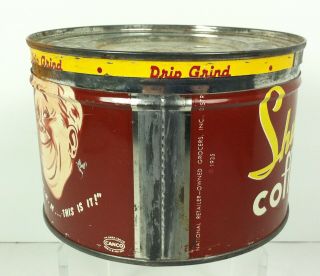 Vintage 1935 SHURFINE COFFEE Tin Can 1lb with Lid Drip Grind M M M This is it 5