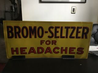 Bromo - Seltzer For Headaches Tin Sign Advertising Grocery Store
