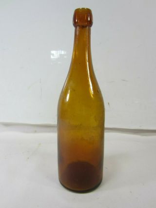 Antique Jacob Schmucker ' s Amber Birch Beer Bottle - Tiffin Ohio 4