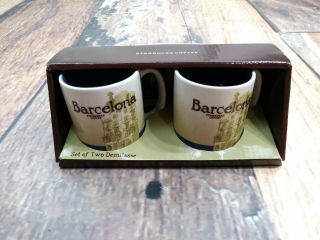 Starbucks Coffee Company 2011 Barcelona Set Of Two Demitasse Espresso Mugs