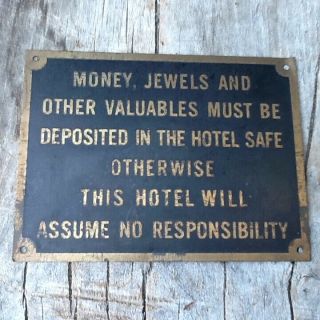 Early 1900s Small Brass Sign Out Of A Hotel Plaque Williamsport Pa