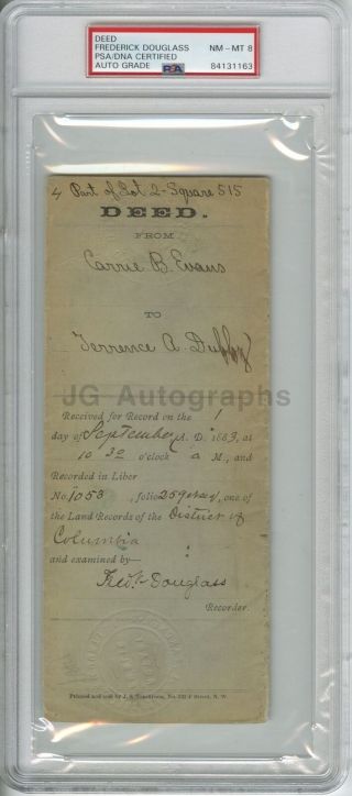 Frederick Douglass - Abolitionist - Psa/dna Slabbed Autographed 1883 Document