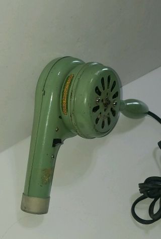 Vintage RARE Vidrio Products Corp.  Green hair Dryer Chicago ILL.  Barber Shop? 2