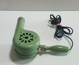 Vintage RARE Vidrio Products Corp.  Green hair Dryer Chicago ILL.  Barber Shop? 5