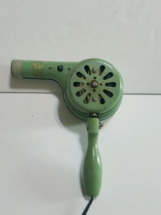 Vintage RARE Vidrio Products Corp.  Green hair Dryer Chicago ILL.  Barber Shop? 7