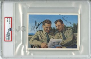 Yuri Gagarin & Gherman Titov - Cosmonauts Psa Slabbed Dual Autographed Postcard