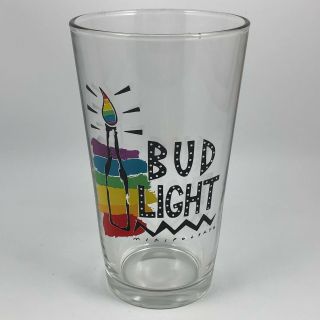 4 Anheuser Bucsh Bud Light Beer Miripolsky Rainbow Pride Glasses 16 Oz