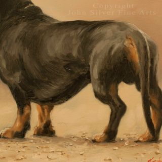 DACHSHUND DOG PORTRAIT OIL PAINTING by Master Artist JOHN SILVER BA 3