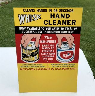 Vintage Whisk Hand Cleaner Cardboard Easel Back Standup Sign Advertising 19”x13 "