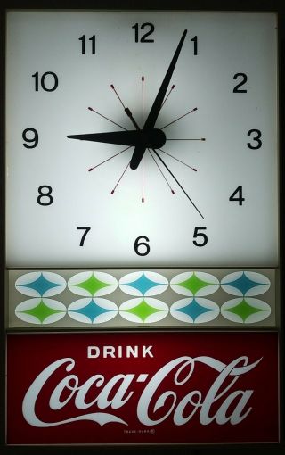 1970 Coca - Cola Electric Wall Clock W/working Light & Added Light Switch