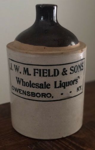J.  W.  M Field & Sons Owensboro,  Ky Whiskey Jug Stoneware Jug Advertising Jug