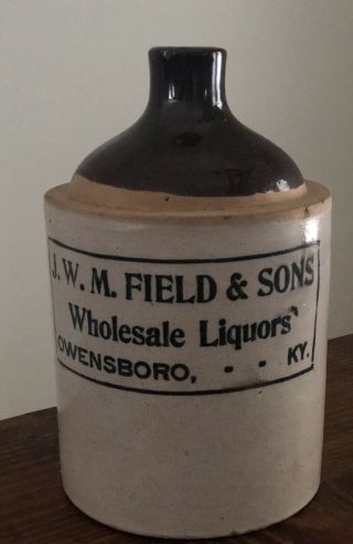 J.  W.  M Field & Sons Owensboro,  KY Whiskey Jug Stoneware Jug Advertising Jug 3