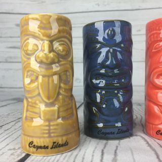 Chiki Tiki Shot Glasses Ceramic Set of 4 Cayman Islands Totem Pole Barware 3
