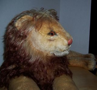 Vintage 1950 - 60s Steiff LEO Lion Large Lying Dwn Mohair Stuffed Plush Toy Animal 3