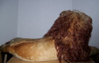 Vintage 1950 - 60s Steiff LEO Lion Large Lying Dwn Mohair Stuffed Plush Toy Animal 6