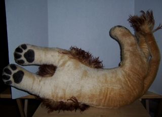 Vintage 1950 - 60s Steiff LEO Lion Large Lying Dwn Mohair Stuffed Plush Toy Animal 8