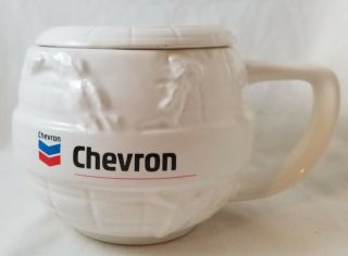 Chevron Logo Lidded Cup Petroleum Advertising Memorabilia Mug