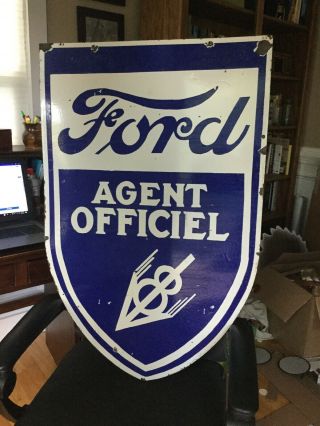 Large Ford V8 Agent Double Sided Porcelain Sign 5