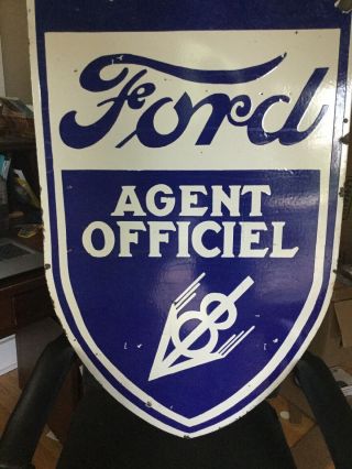 Large Ford V8 Agent Double Sided Porcelain Sign 7