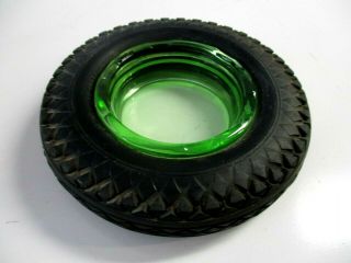 Vintage Goodyear Tractor Rubber Tire Advertisement Ashtray Depression Green (2d)