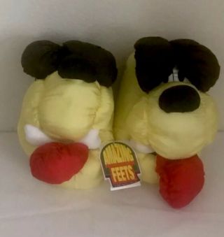 Vintage Odie Dog Puffy Slippers Garfield Feet Spencer Gifts Paws Xl Nwt