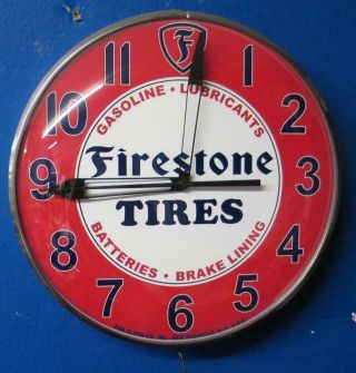 Pam Style Advertising Lighted Firestone Tires Clock