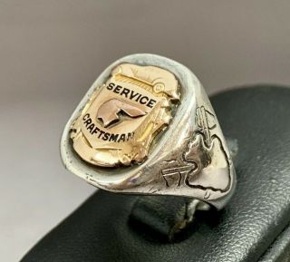 Service Craftsman Pontiac Indian Chief Gold /sterling Silver Ring General Motors