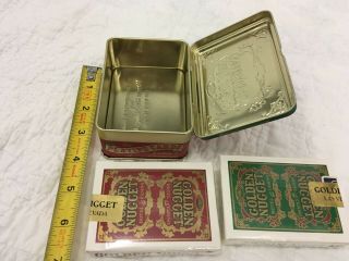 GOLDEN NUGGET Las Vegas 2 Deck Playing Cards & Tin,  Green/Gold/Red 8