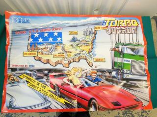 Sega Turbo Outrun Arcade Video Game Dealer Promotional Poster Nos