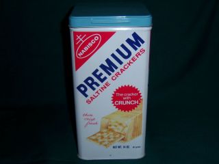 Vintage 1969 Nabisco Premium Saltine Crackers Tin 14 Oz With Lid