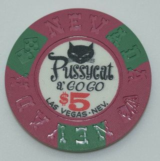 1964 Pussycat A Go Go $5 Casino Chip Las Vegas Nevada - Nevada Mold