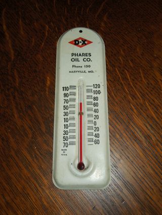 Dx Oil Gasoline Thermometer Maryville,  Missouri Antique Collectible Phares Oil