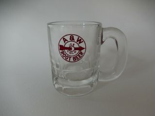 A&w Root Beer Mini 3 " Mug Red Bullseye Logo Post - 1946 Ice Cold Glass Collectible
