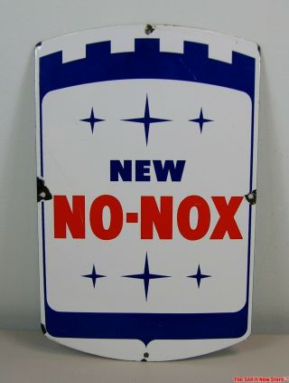 Gulf No Nox Gasoline Gas Pump Plate Fuel Station Sign Porcelain Metal
