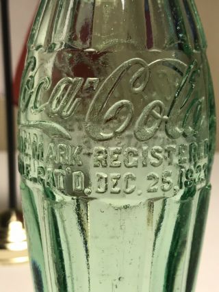 PAT ' D DEC.  25,  1923 Coca - Cola Hobbleskirt Coke Bottle - JACKSONVILLE,  TEX Texas 5