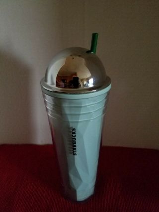 Tall 2012 Starbucks 24oz Chiseled Ombre Cold Tumbler W/chrome Dome,  Straw