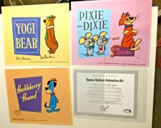 Hanna - Barbera Ltd Ed Cel " Huckleberry Hound,  Yogi Bear And Pixie & Dixie