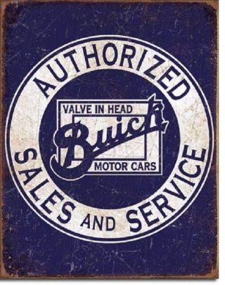 Buick Authorized Car Dealer Parts Service Distressed Retro Decor Metal Tin Sign