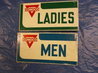 Conoco Restroom Sign Men Women Service Station Flange Vintage